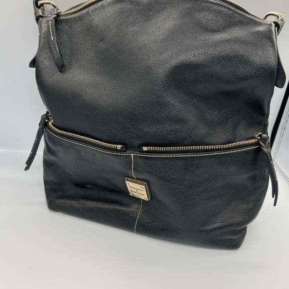 Dooney & Bourke Handbags - Dooney & Bourke Black Leather Shoulder Bag with Gold Hardware